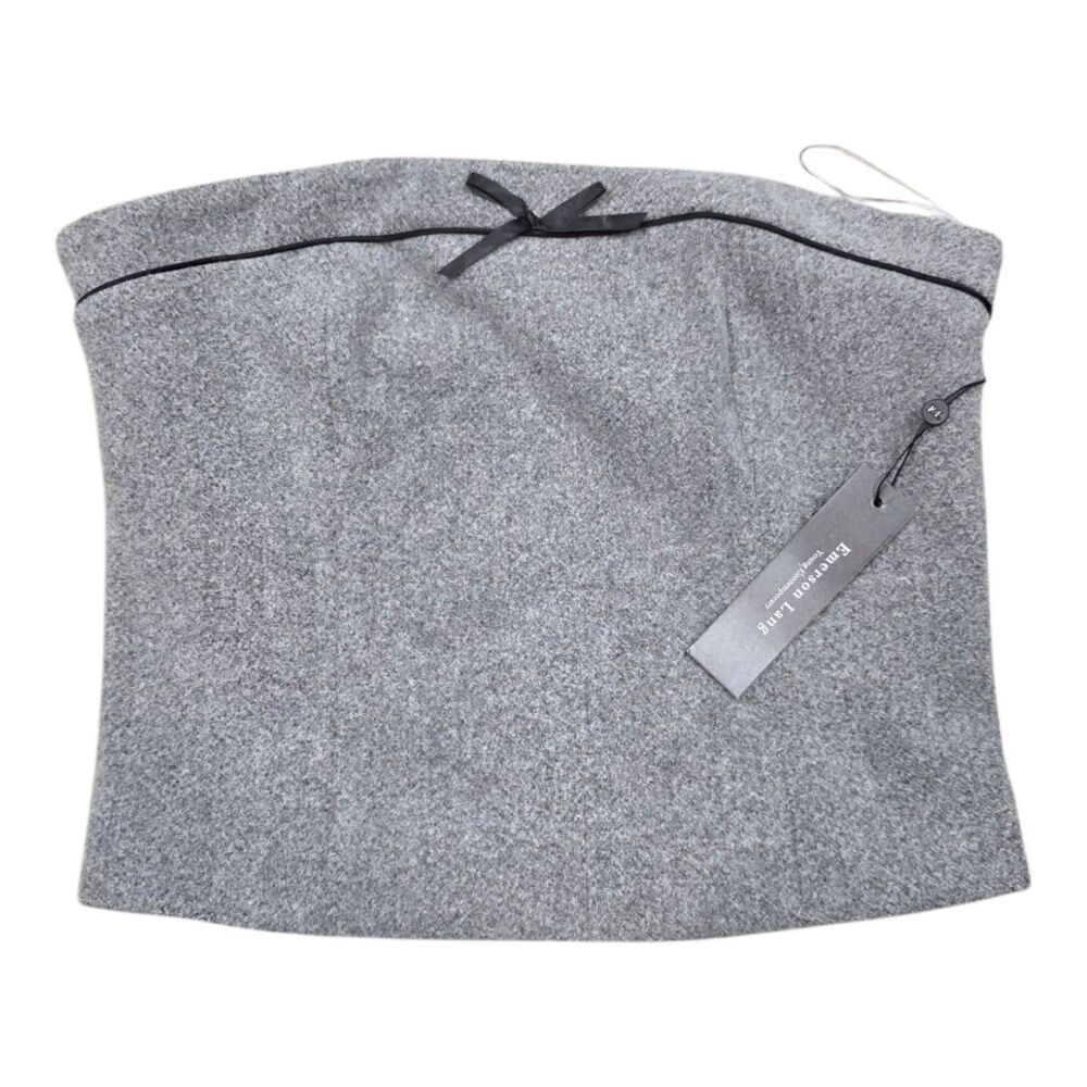 Emerson Lang Gray Strapless Bow Top M